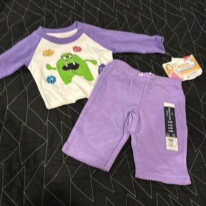 New NWT baby 0-3 truly monster jersey shirt with faded glory purple pants
